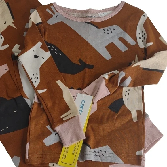 Carter's animal print two-piece pajama set, size 3T, NWT - Picture 2 of 6